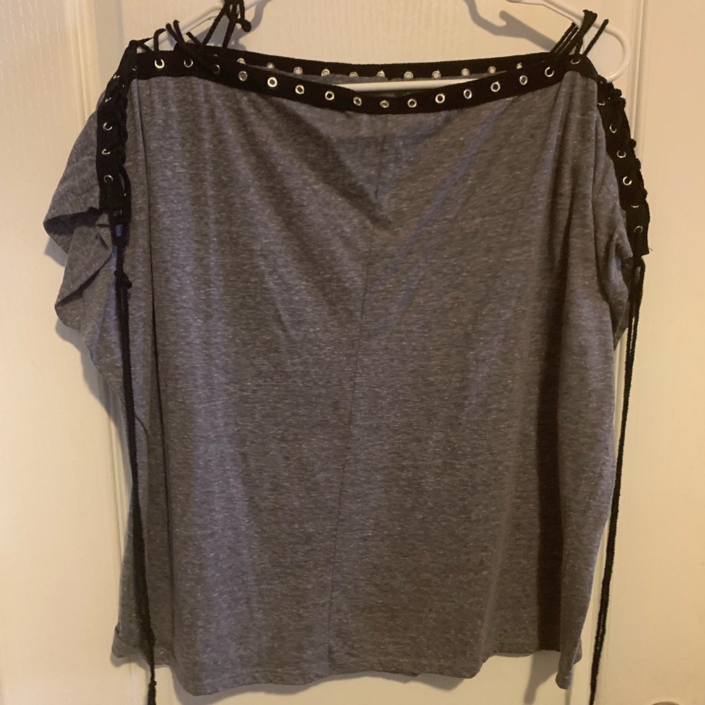 Fashion Nova Lace-Up Shoulder Shirt